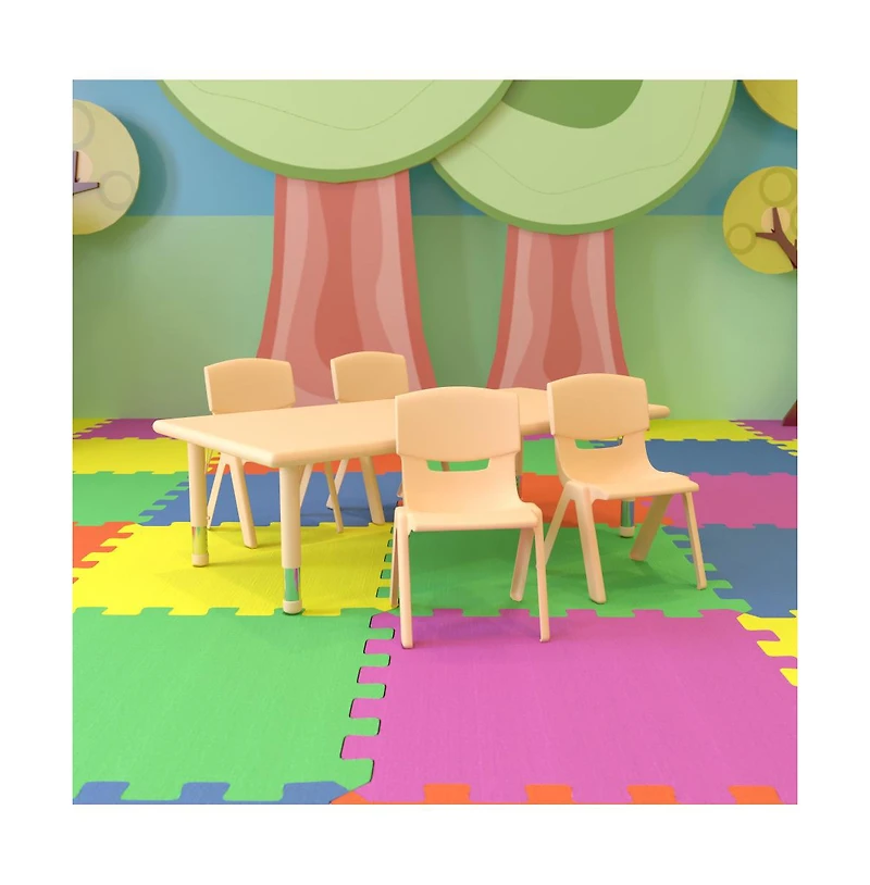 Emma+Oliver 24"W X 48"L Rectangular Plastic Height Adjustable Activity Table Set With Chairs