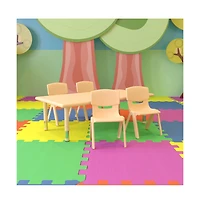 Emma+Oliver 24"W X 48"L Rectangular Plastic Height Adjustable Activity Table Set With Chairs