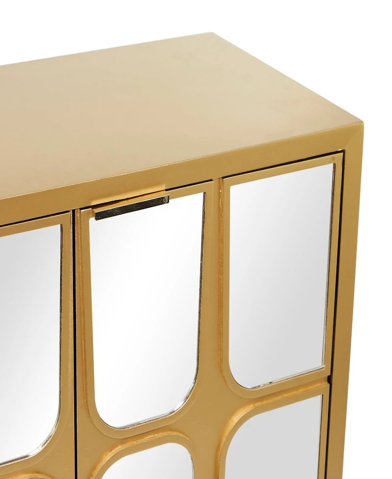 Rosemary Lane 32" Wood 1 Shelf and 3 Doors Cabinet with Mirrored Front