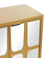 Rosemary Lane 32" Wood 1 Shelf and 3 Doors Cabinet with Mirrored Front