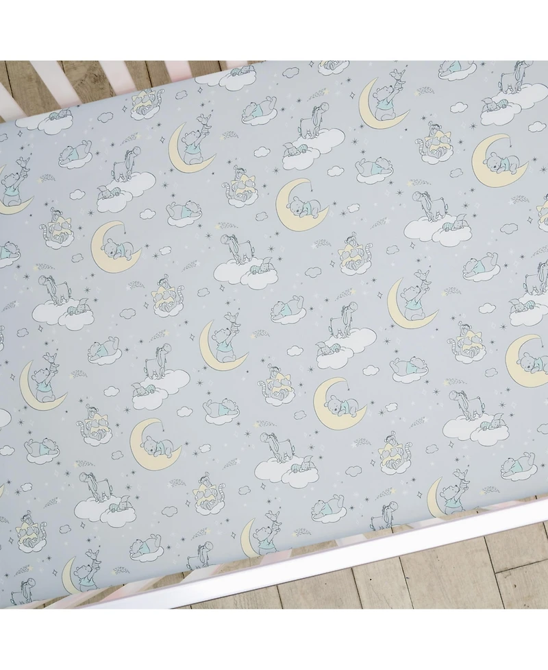 Lambs & Ivy Baby Disney Cozy Friends Winnie the Pooh Gray Fitted Crib Sheet