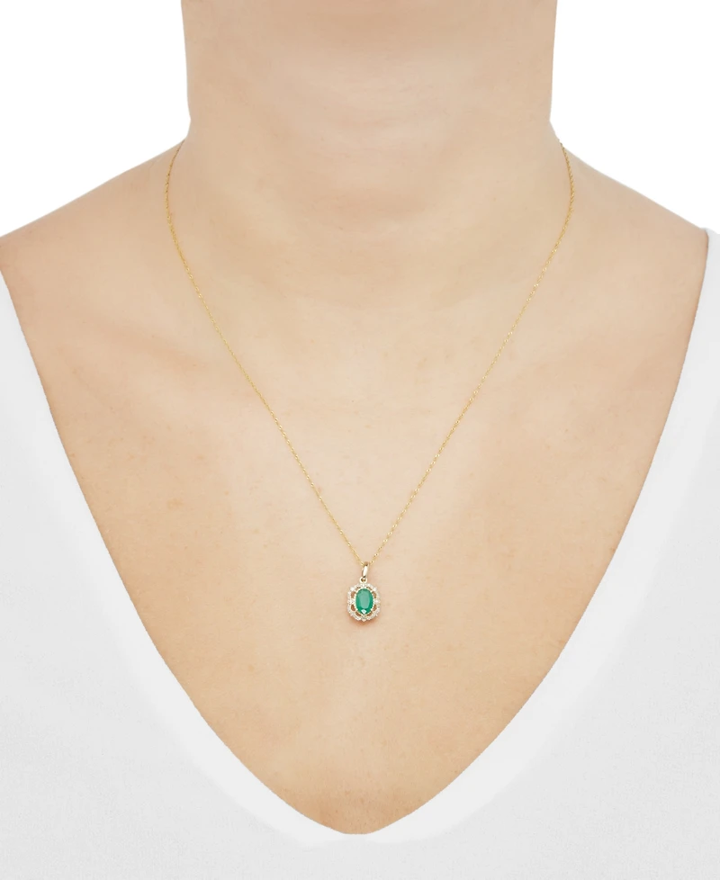 Sapphire (1 ct. t.w.) & Diamond (1/10 Pendant 18" Necklace 14k Yellow Gold (Also Available Ruby Emerald)