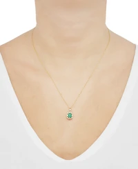 Sapphire (1 ct. t.w.) & Diamond (1/10 Pendant 18" Necklace 14k Yellow Gold (Also Available Ruby Emerald)