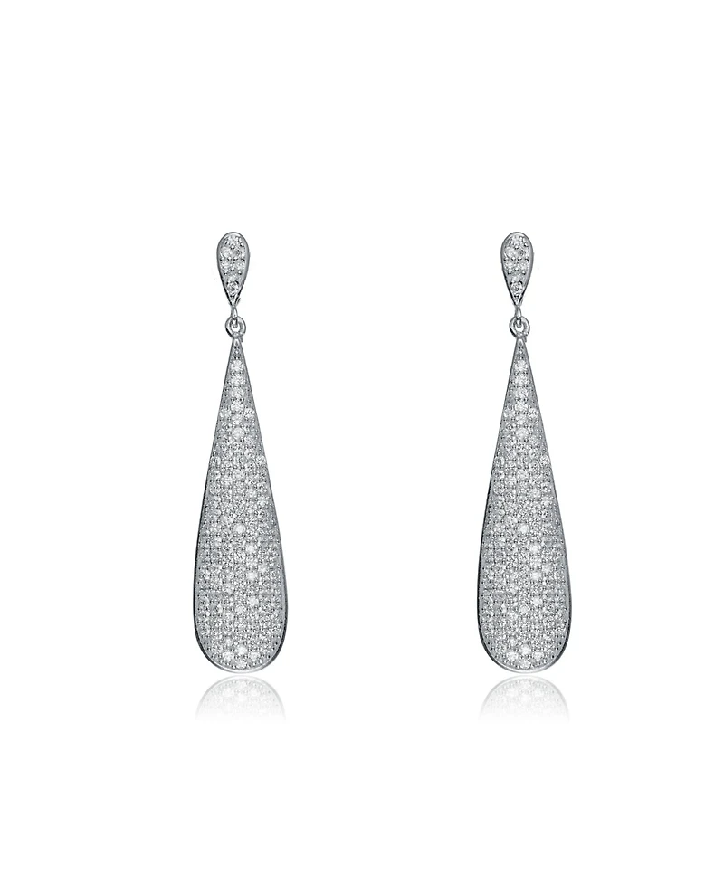 Sterling Silver Cubic Zirconia Solid Elongated Earrings