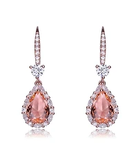 Cubic Zirconia 18K Rose Gold Plated Pink Drop Earrings
