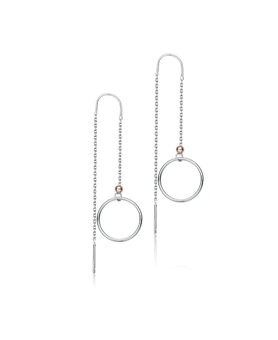 Genevive Classic Sterling Silver Two-Tone Dangling Earrings