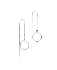 Genevive Classic Sterling Silver Two-Tone Dangling Earrings