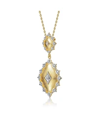 White Gold and 14K Gold Plated Cubic Zirconia Designed Pendant Necklace