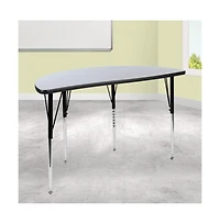 Emma+Oliver 47.5" Half Circle Wave Flexible Collaborative Adjustable Height Activity Table