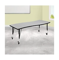 Emma+Oliver Mobile 26"W X 60"L Wave Flexible Collaborative Kids Adjustable Activity Table