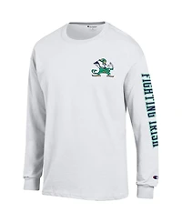 Men's Champion White Notre Dame Fighting Irish Team Stack 3-Hit Long Sleeve T-shirt