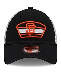 Men's New Era Black, White San Francisco Giants Logo Patch 9FORTY Trucker Snapback Hat