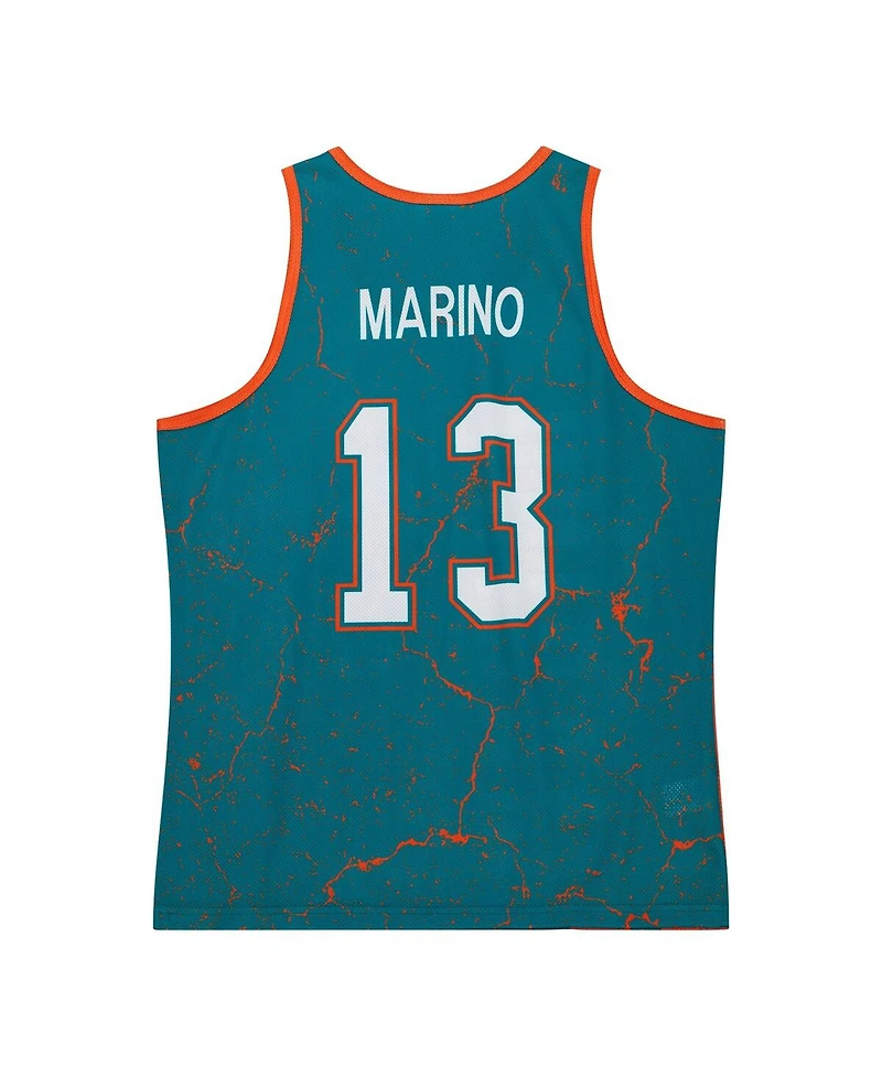Men's Mitchell & Ness Dan Marino Aqua Miami Dolphins 1990 Player Burst Tank Top