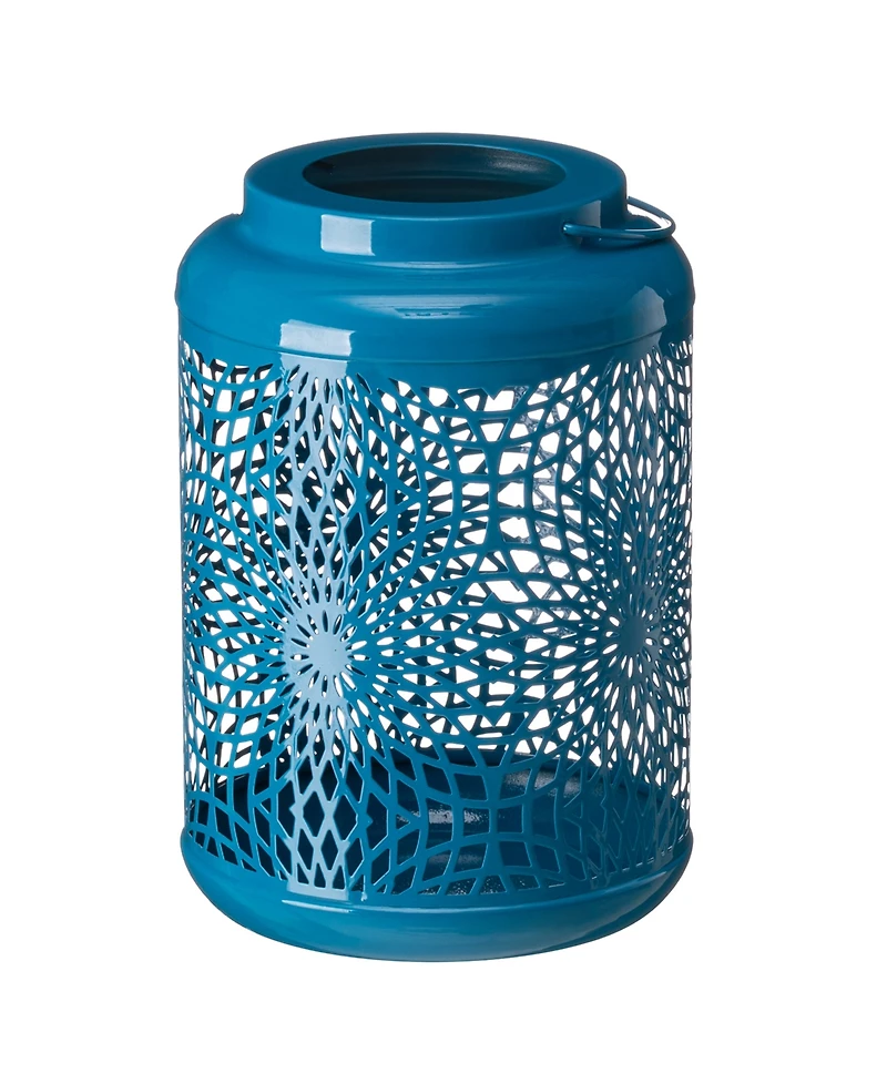 Glitzhome 8.75" H Metal Cutout Solar Powered Outdoor Hanging Lantern with Edison Bulb