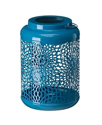 Glitzhome 8.75" H Metal Cutout Solar Powered Outdoor Hanging Lantern with Edison Bulb