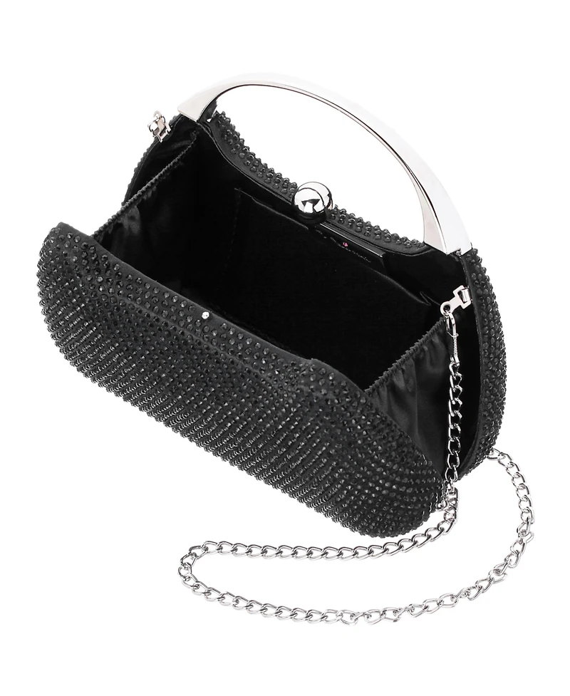 Nina Crystal Minaudiere with Metal Handle