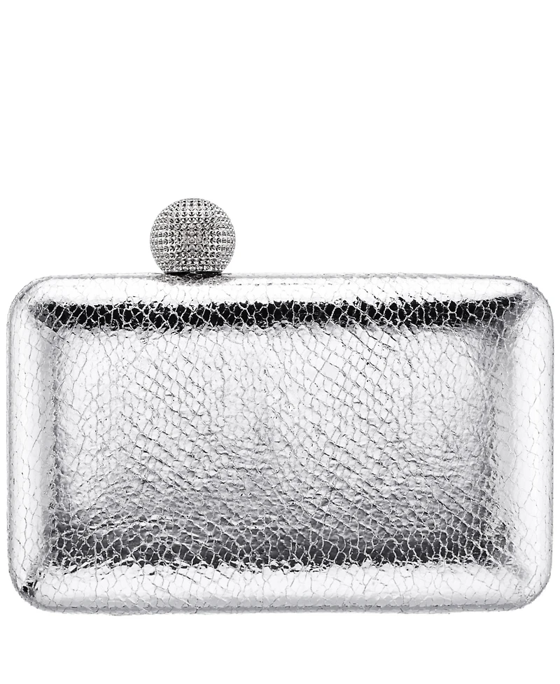 Nina Embossed Snake Minaudiere with Crystal Clasp
