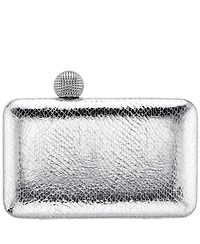 Nina Embossed Snake Minaudiere with Crystal Clasp