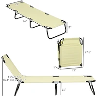 Outsunny Folding Chaise Lounge Pool Chairs, Reclining Back, Steel Frame & Breathable Mesh for Beach, Yard