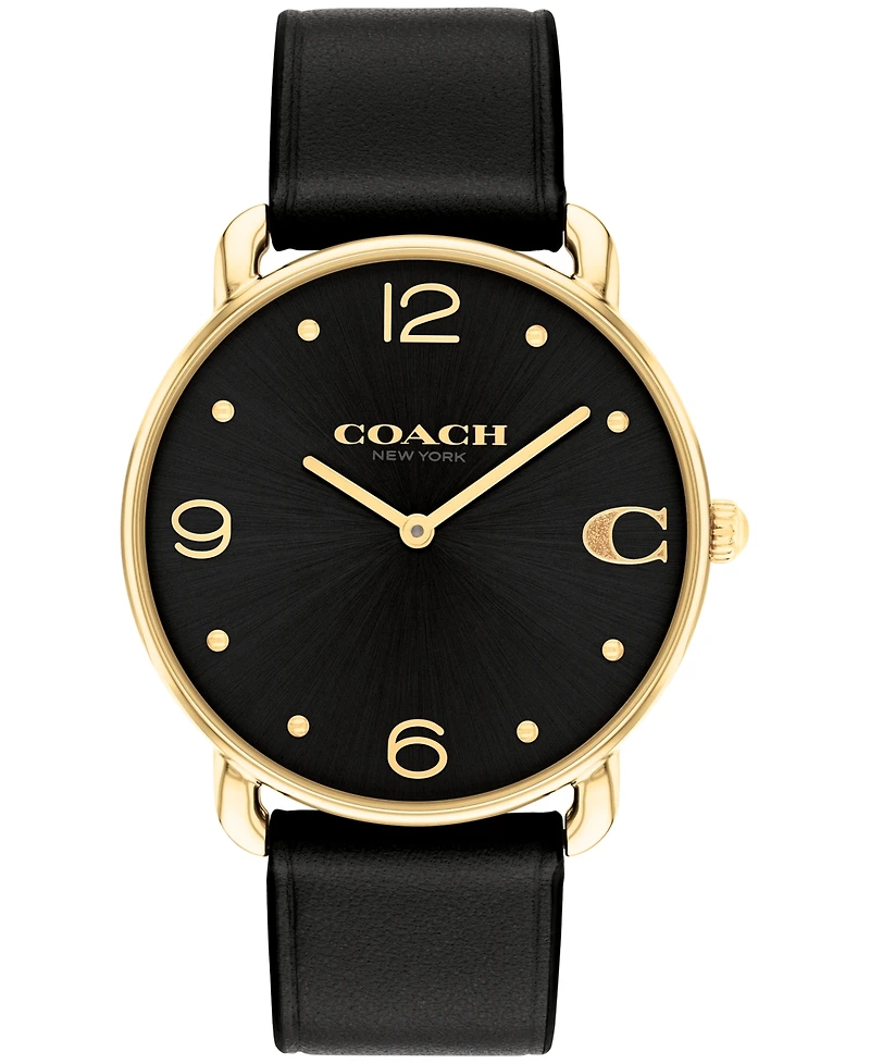 Coach Unisex Elliot Black Leather Strap Watch, 36mm