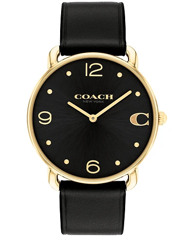 Coach Unisex Elliot Black Leather Strap Watch, 36mm