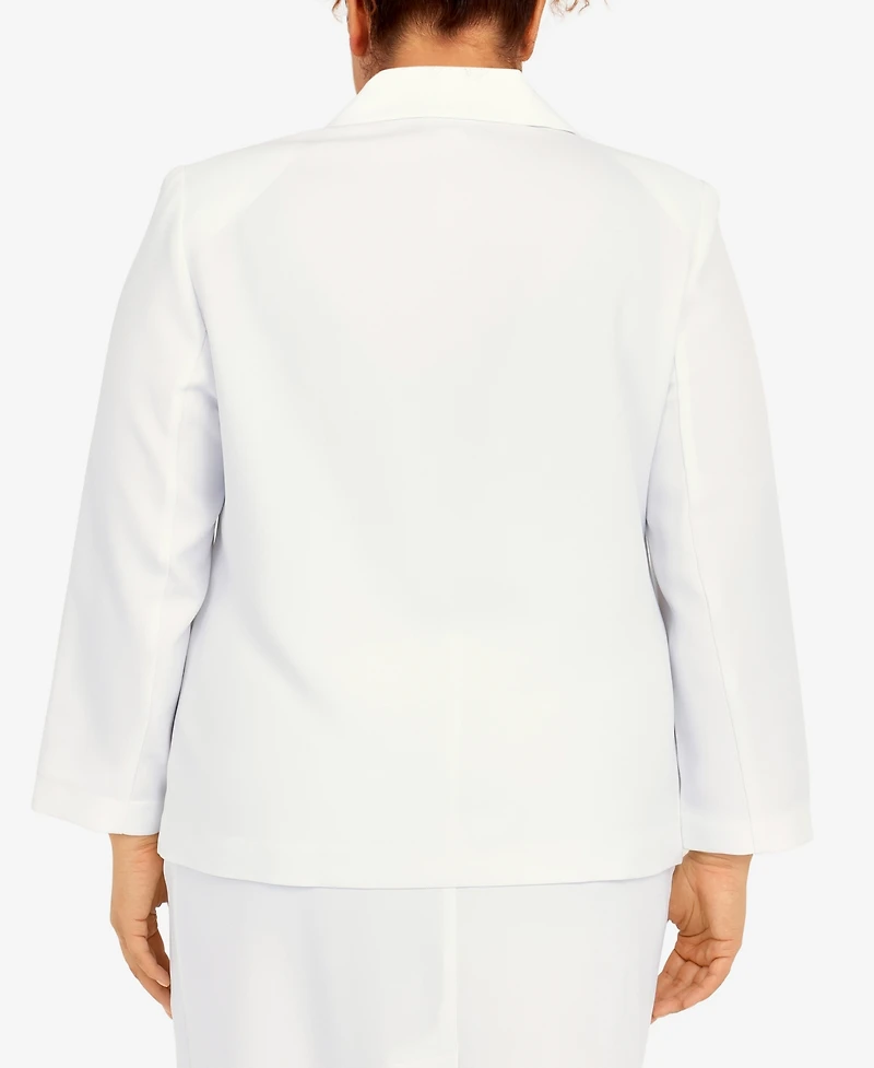 Alfred Dunner Plus Classic Chic Button Front Long Sleeve Jacket