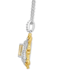 Enchanted Disney Fine Jewelry Citrine (7/8 ct. t.w.) & Diamond (1/5 ct. t.w.) Belle Pendant in Sterling Silver & 14k Gold, 16" + 2" extender