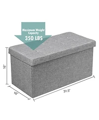 31.5''Fabric Foldable Storage Ottoman Toy Chest W/Removable Storage Bin