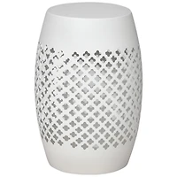 Outsunny 12.5" Steel Patio End Table, Round Hollow Drum Side Table, Accent Table for Indoor & Outdoor