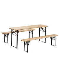 Outsunny 6' Portable Picnic Table and Bench Set, Outdoor Wooden Folding Camping Dining Table Set for Patio Garden Outdoor Activities