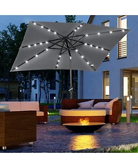 Outsunny 9' x 7' Solar Umbrella, Patio Umbrella with Led Lights