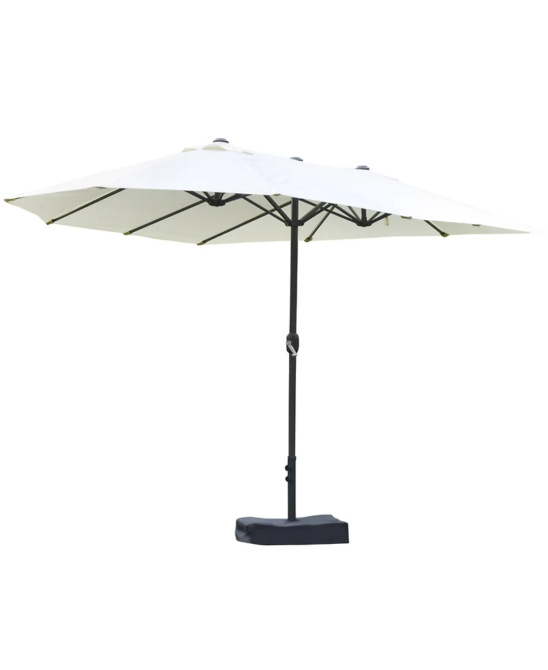 Outsunny 15' Backyard Double-Sided Steel Fabric Market Garden Umbrella