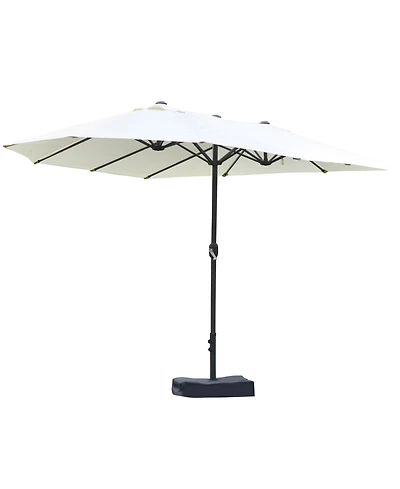 Outsunny 15' Backyard Double-Sided Steel Fabric Market Garden Umbrella