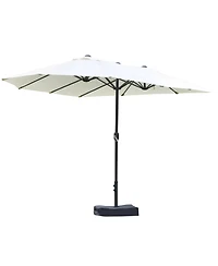 Outsunny 15' Backyard Double-Sided Steel Fabric Market Garden Umbrella
