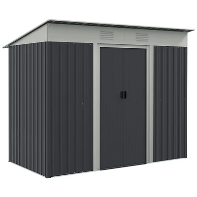 Outsunny 7' x 3.6' Metal Outdoor Garden Storage Shed w/ Vents,