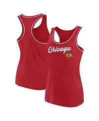 Women's Fanatics Red Chicago Blackhawks Wordmark Logo Racerback Scoop Neck Tank Top