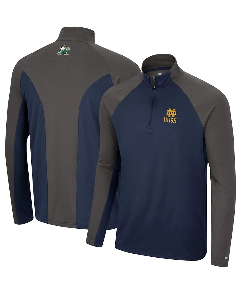 Men's Colosseum Navy, Charcoal Notre Dame Fighting Irish Two Yutes Raglan Quarter-Zip Windshirt