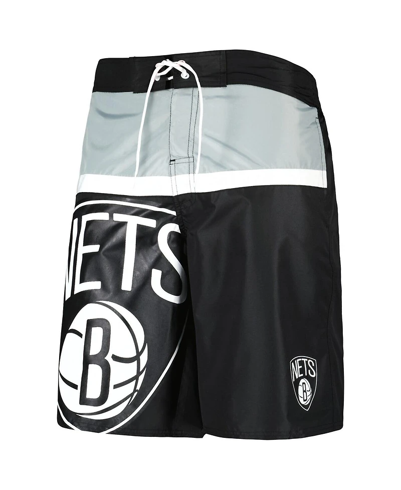 Men's G-iii Sports by Carl Banks Black Brooklyn Nets Sea Wind Swim Trunks