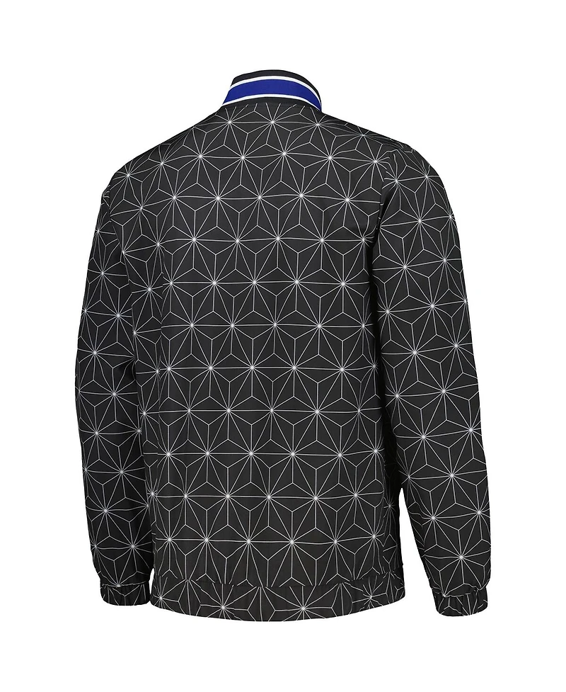 Men's Starter Black New York Knicks In-Field Play Fashion Satin Full-Zip Varsity Jacket