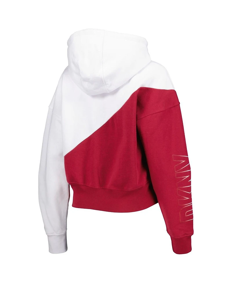 Women's Dkny Sport White, Cardinal Arizona Cardinals Bobbi Color Blocked Pullover Hoodie