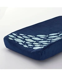 Lambs & Ivy Oceania Soft Minky Blue Fish Nautical/Ocean Theme Diaper Changing Pad Cover