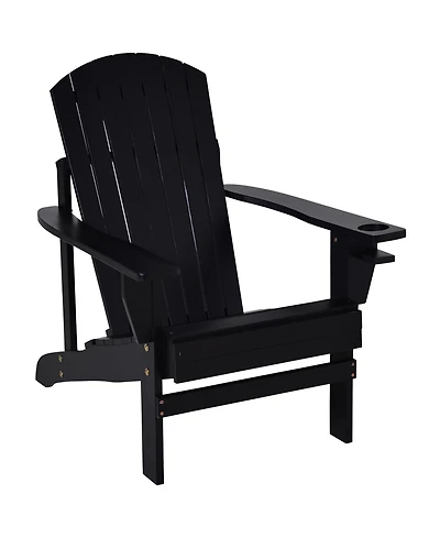 Outsunny Wood Adirondack Chair, Wooden Outdoor & Patio Seating,