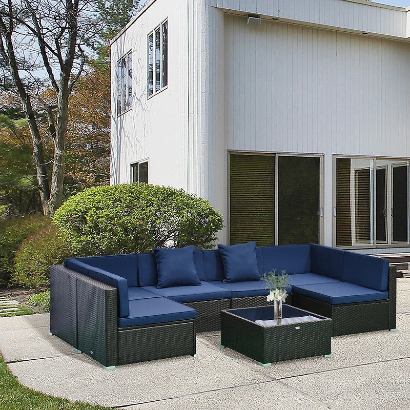 Outsunny 7pc Sectional Wicker Patio