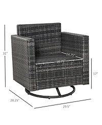 Outsunny Rattan Wicker Swivel Rocking Chair with Armrest, Soft Thick Cushions, Outdoor Club Chair with Strong Steel Frame for Patio, Lawn, Garden