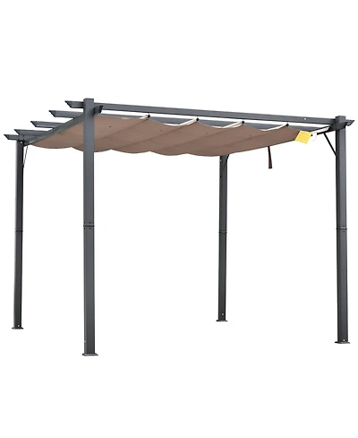 Outsunny 10' x 10' Pergola with Retractable Shade Canopy, Aluminum,