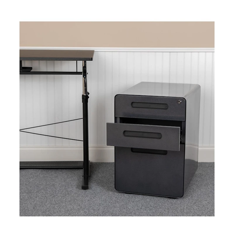Emma+Oliver Ergonomic 3-Drawer Mobile Locking Filing Cabinet Storage Organizer