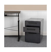 Emma+Oliver Ergonomic 3-Drawer Mobile Locking Filing Cabinet Storage Organizer