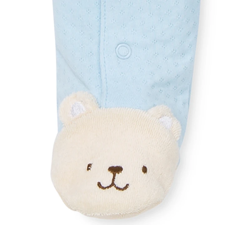 Little Me Baby Boys Cute Bear Snap Close Footed Coverall