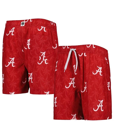 Big Boys Wes & Willy Crimson Alabama Tide Palm Tree Swim Shorts