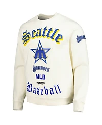 Men's Pro Standard Cream Seattle Mariners Retro Old English Pullover Sweatshirt